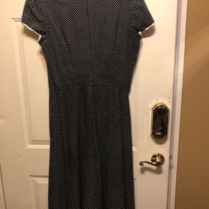 Pinup style black polka dot swing dress